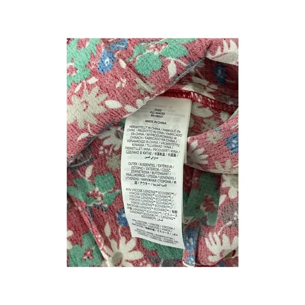 Boden Womens Dress UK 14 US 10 Red Floral Puff Sleeve Velvet Trim D1102 NWT - Picture 9 of 16